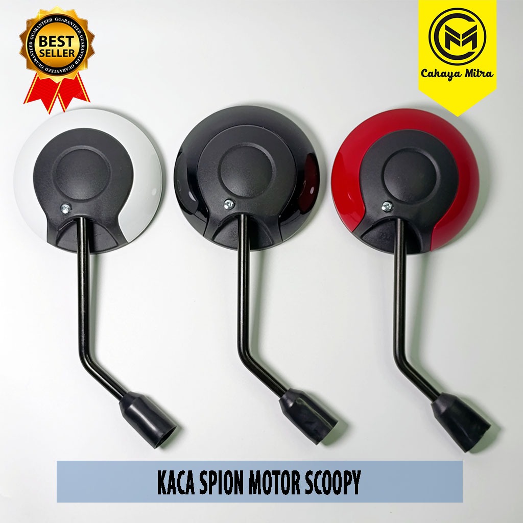 KACA SPION MOTOR HONDA SCOOPY ORIGINAL MODEL BULAT GAGANG HITAM