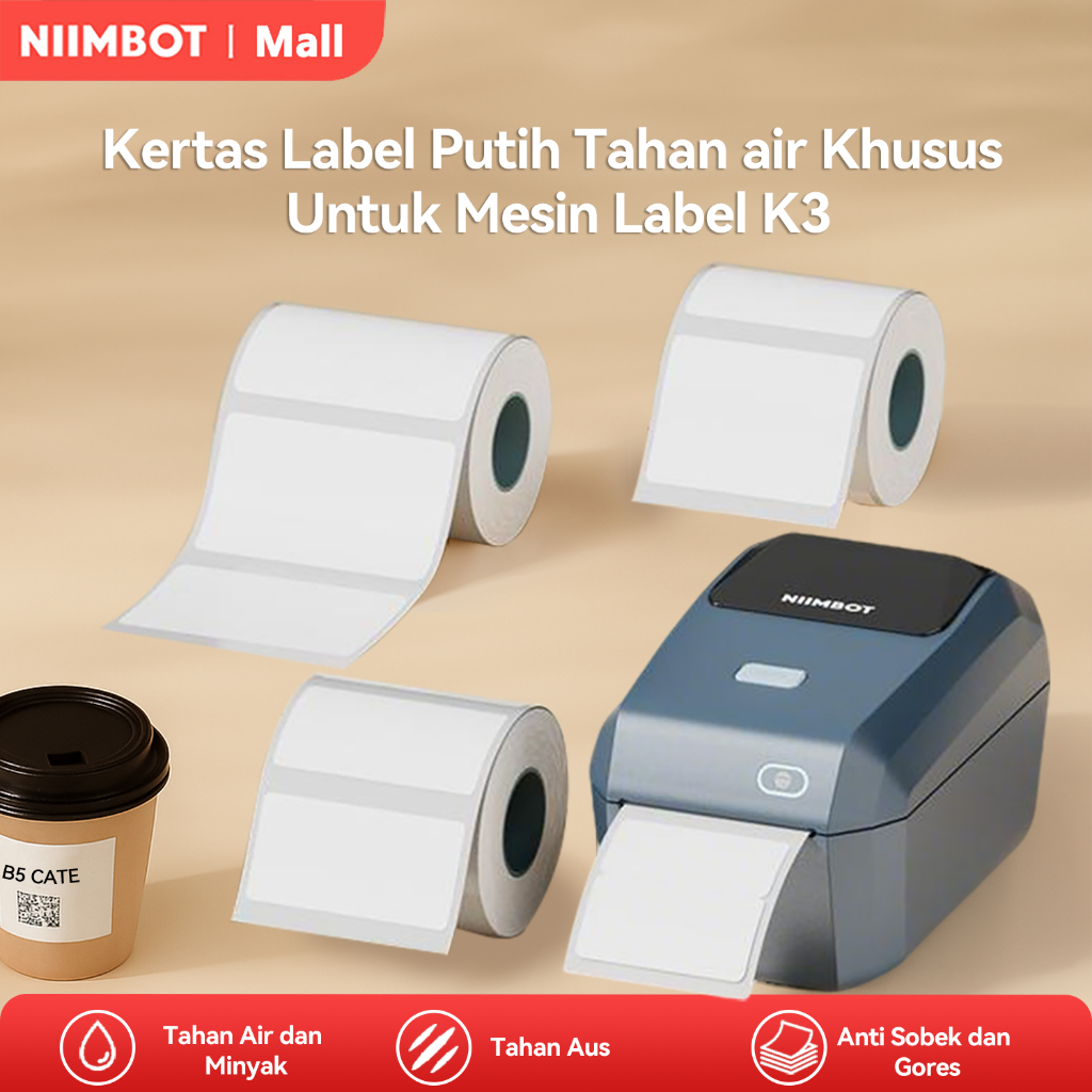 

Stiker label warna putih eksklusif untuk NIIMBOT K3, tahan air dan minyak, warnanya ceria tidak pudar