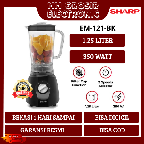 SHARP BLENDER 1.25 LITER EM-121-BK EM121BK EM 121 BK LOW WATT BEKASI MURAH GARANSI RESMI