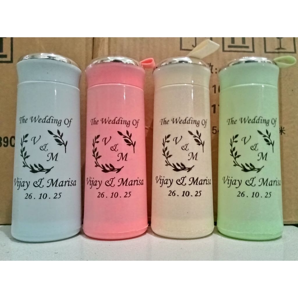 Souvenir botol minum kaca nice custom nama
