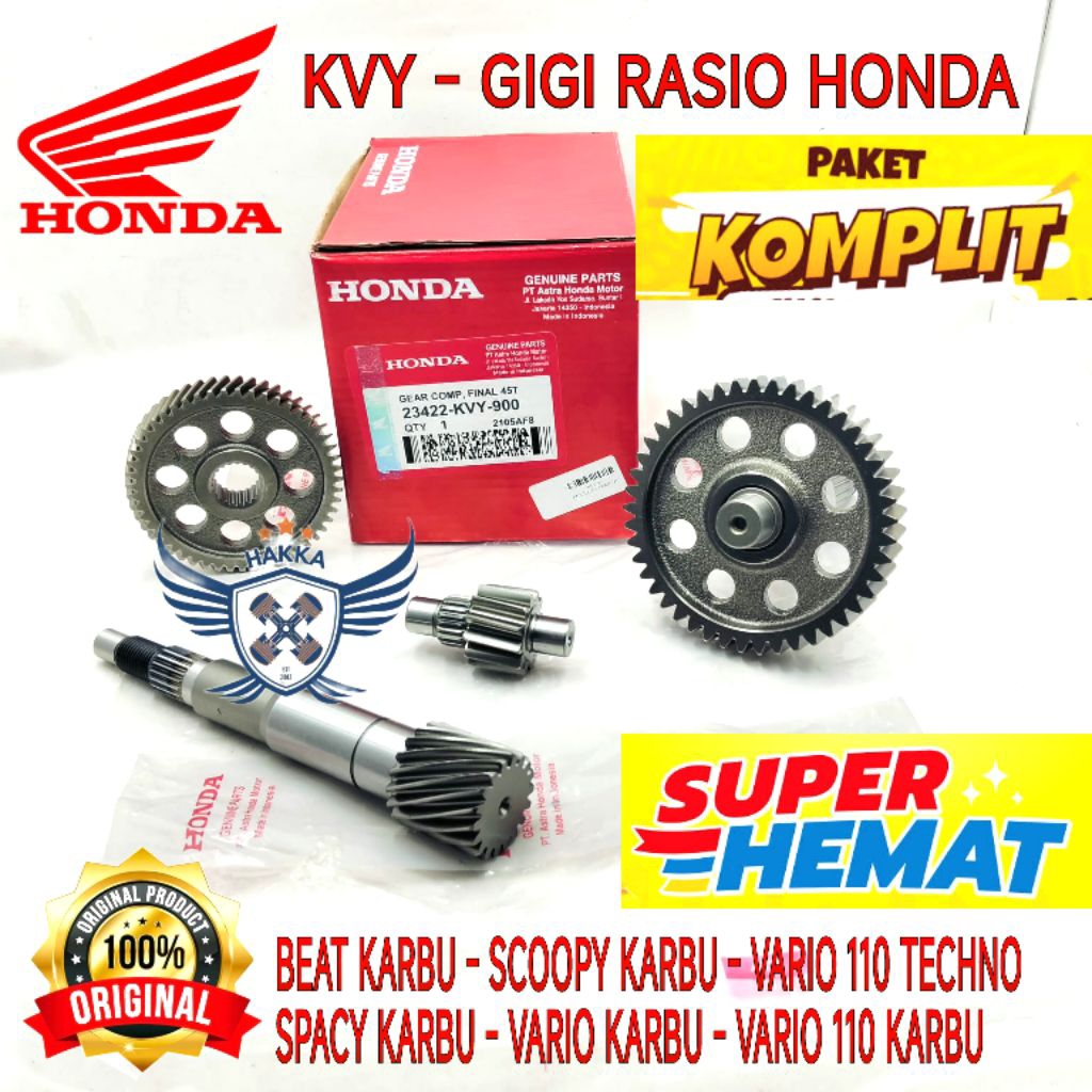 KVY ORIGINAL GIGI RASIO KOMPLIT HONDA BEAT LAMA KARBU, GIGI RASIO SCOOPY KARBU, GIGI RASIO SPACY KAR