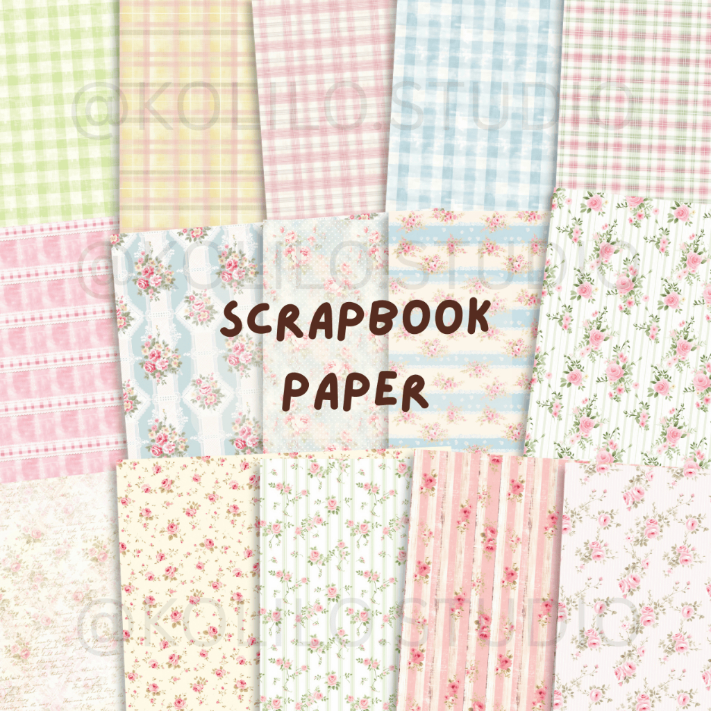 

SCRAPBOOK PAPER SET KERTAS MOTIF JUNK JOURNAL VINTAGE FLORAL BUNGA AESTHETIC