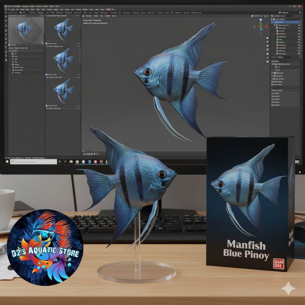 Hiasan Aquarium Manfish Blue Pino / Angelfish Blue Pinoy