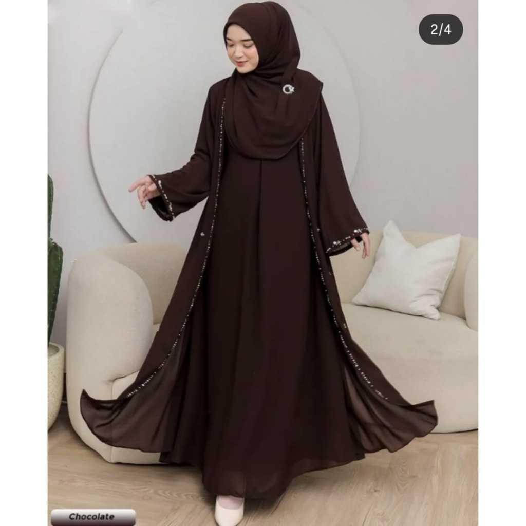 Astrid Dress Gamis Daily Bahan Ceruty Mix Payet Dress Kondangan Wedding Dress OOTD Remaja Outfit Kon