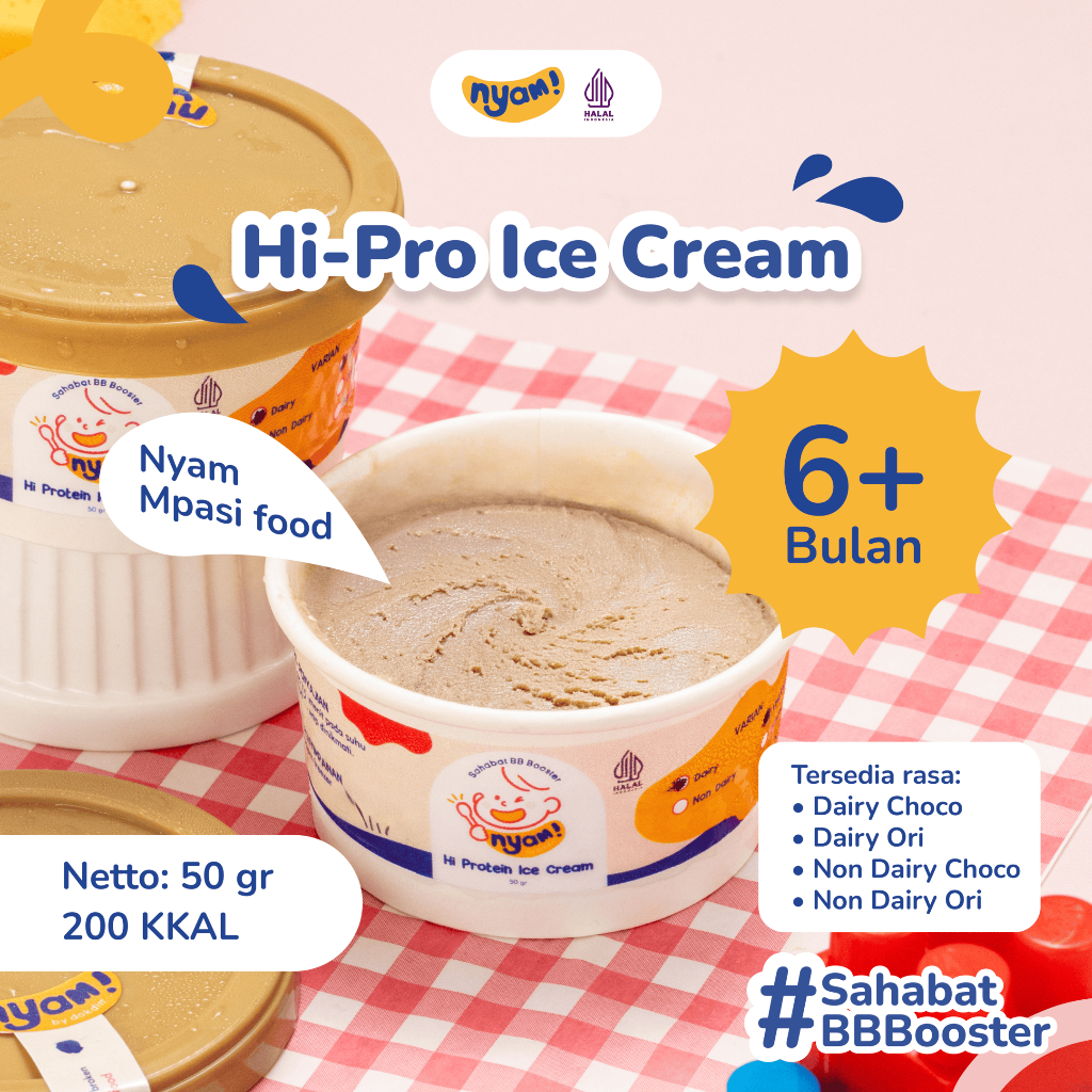 NYAM ICE CREAM MPASI – ES KRIM HOMEMADE TINGGI PROTEIN UNTUK BAYI & ANAK | BB BOOSTER