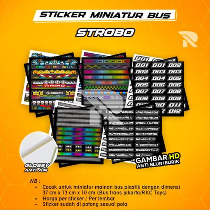 Sticker Strobo Miniatur bus / Aksesoris miniatur bus