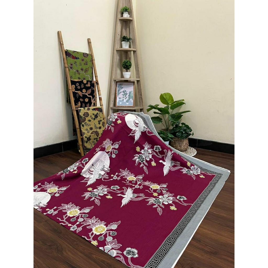 kain batik solo katun premium motif burung bangau