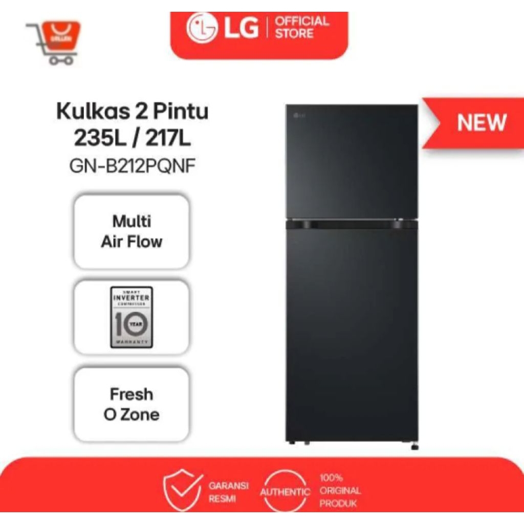 KULKAS LG 2 PINTU INVERTER HITAM GN-B212PQNF