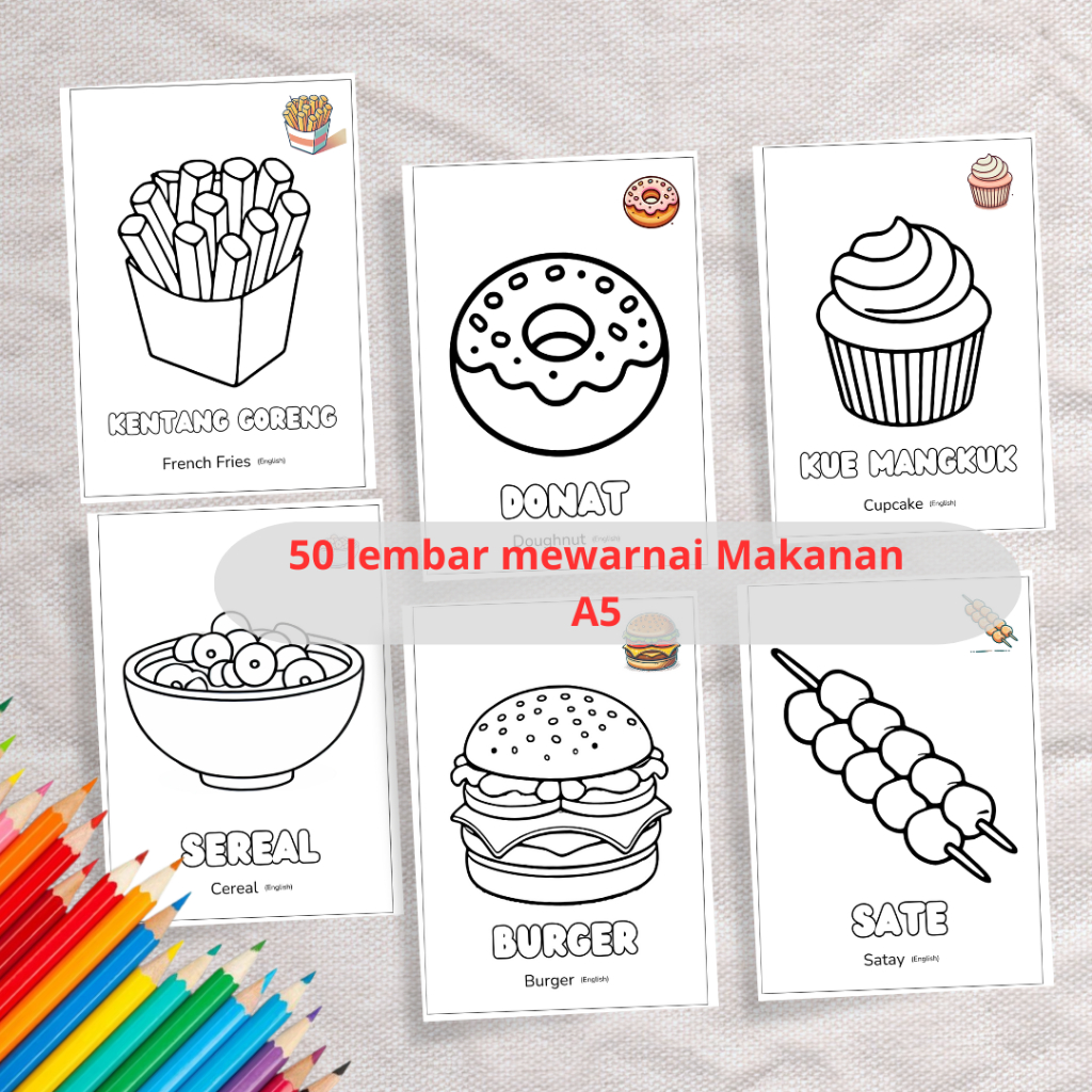 

50 lembar mewarnai Makanan Edukasi Anak Mewarnai Untuk Anak Tk Sd