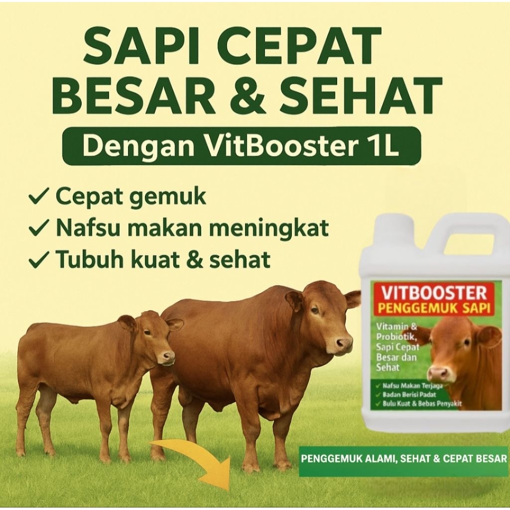 Vitamin Sapi Cepat Gemuk 1 Liter– Suplemen Herbal Penggemuk Sapi Besar Sehat Alami