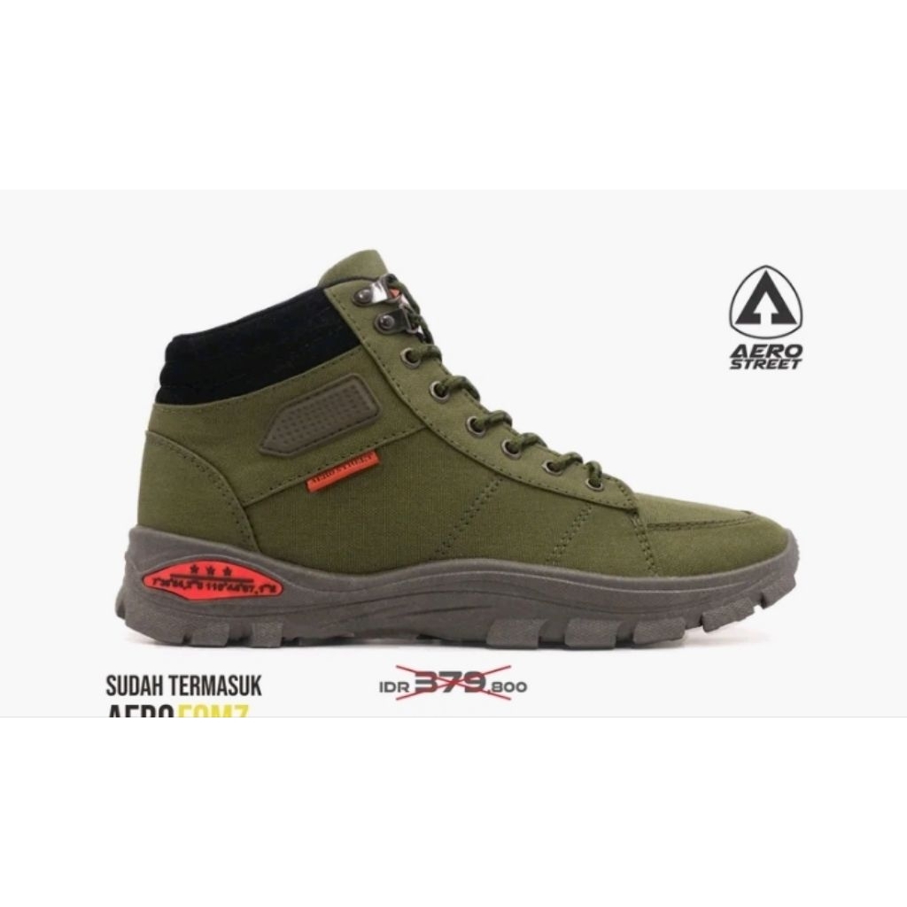 Aerostreet Tactical Abu Sepatu Sneakers Taktikal Pria Kanvas Mesh Abu Tua Army Hitam Hijau Tua Sepat