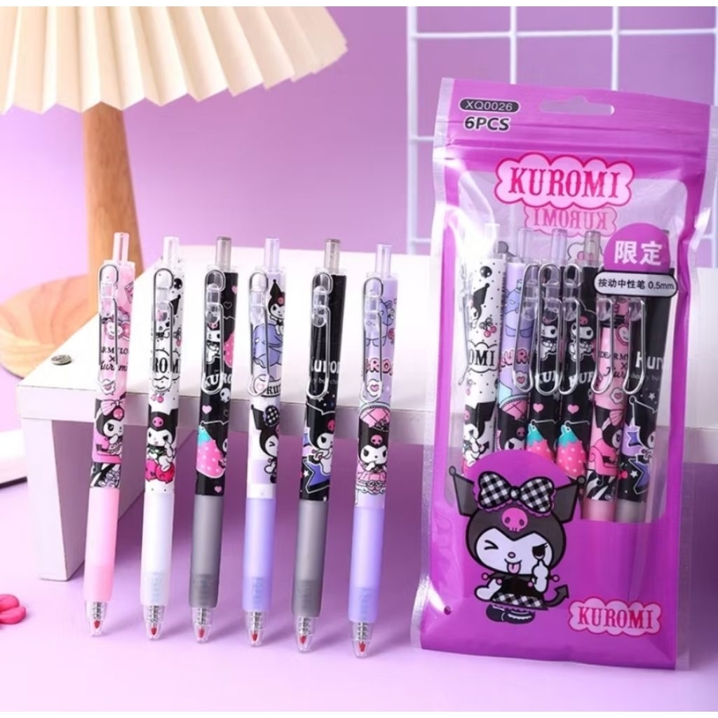 

PULPEN GEL SET 6 PCS MOTIF KUROMI