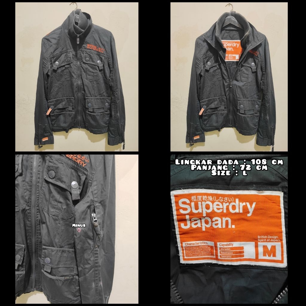 Jaket Parka Warna Hitam Merk Superdry Second Original.