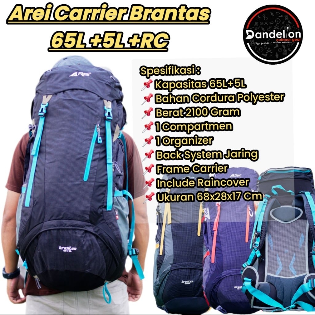 Arei Carrier Brantas 65L +5L Include Raincover