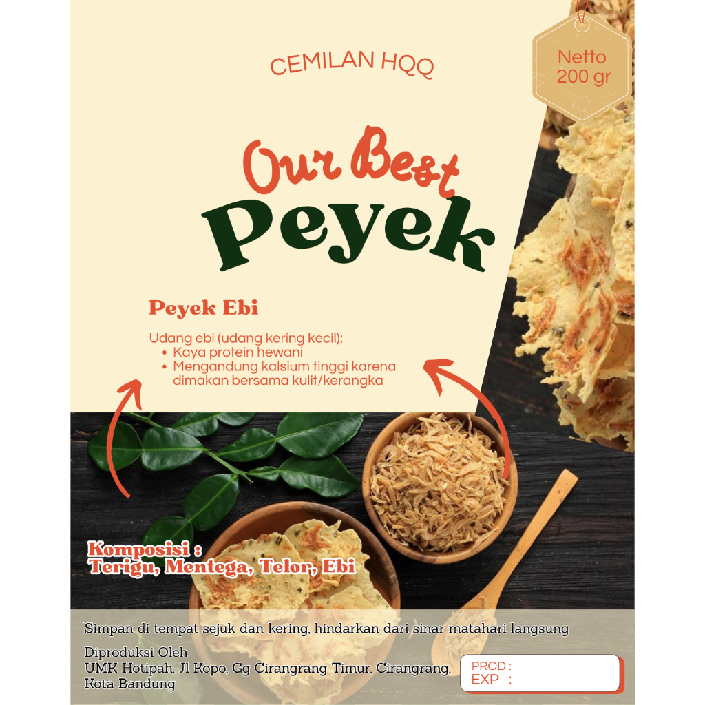 Keripik Peyek Ebi Udang Rebon 100 gram 200 gram Rempeyek Cemilan HQQ