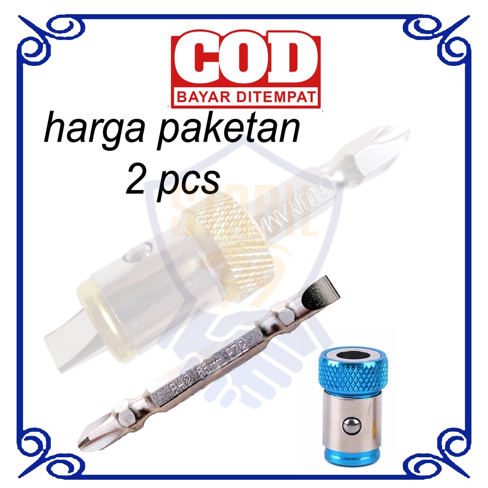 Ring Magnet Obeng Plus Minus Cincin  Ekstensi Bit Obeng Elektrik Pasang Lepas Sekrup Baut Mur 2pcs