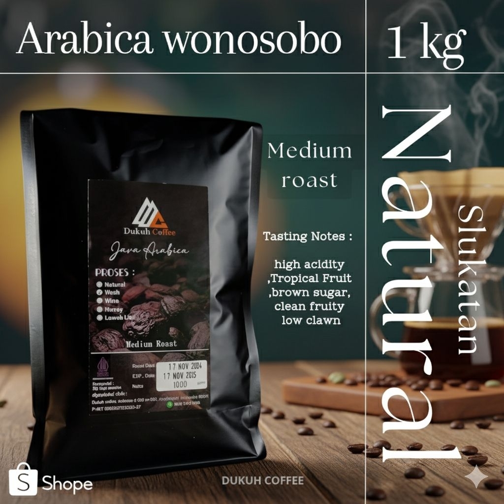 

Biji Kopi Arabika Natural Process 1Kg - Medium Roast | bubuk Kopi | Arabica Premium Wonosobo | specialty coffee beans indonesia