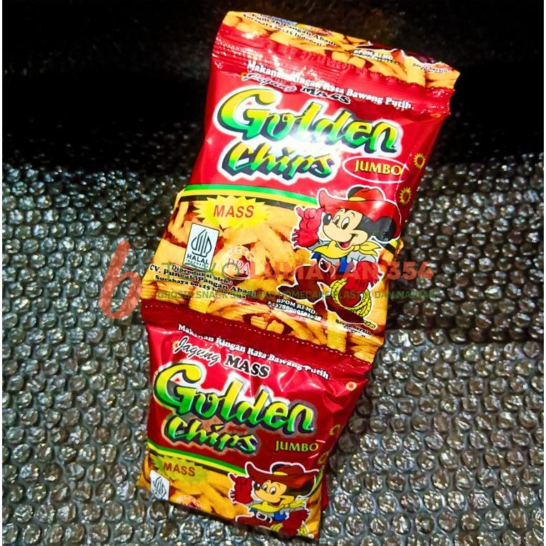

Snack Jadul Potato / Golden Chips Jumbo Rasa bawang putih 1 Renteng Isi 10 pcs x 25 gram Harga Murah