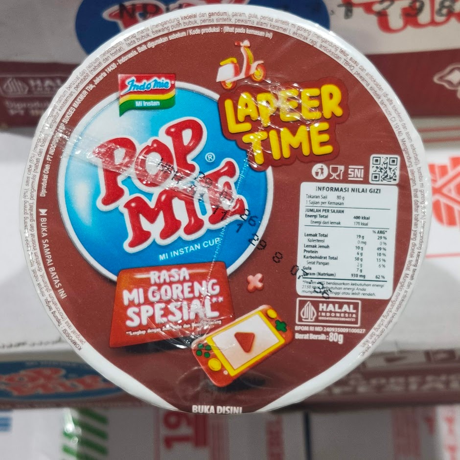 

POP MIE rasa Mi Goreng Spesial 1 Karton isi 12pcs Mi Instan Cup Lapeer Time kemasan baru