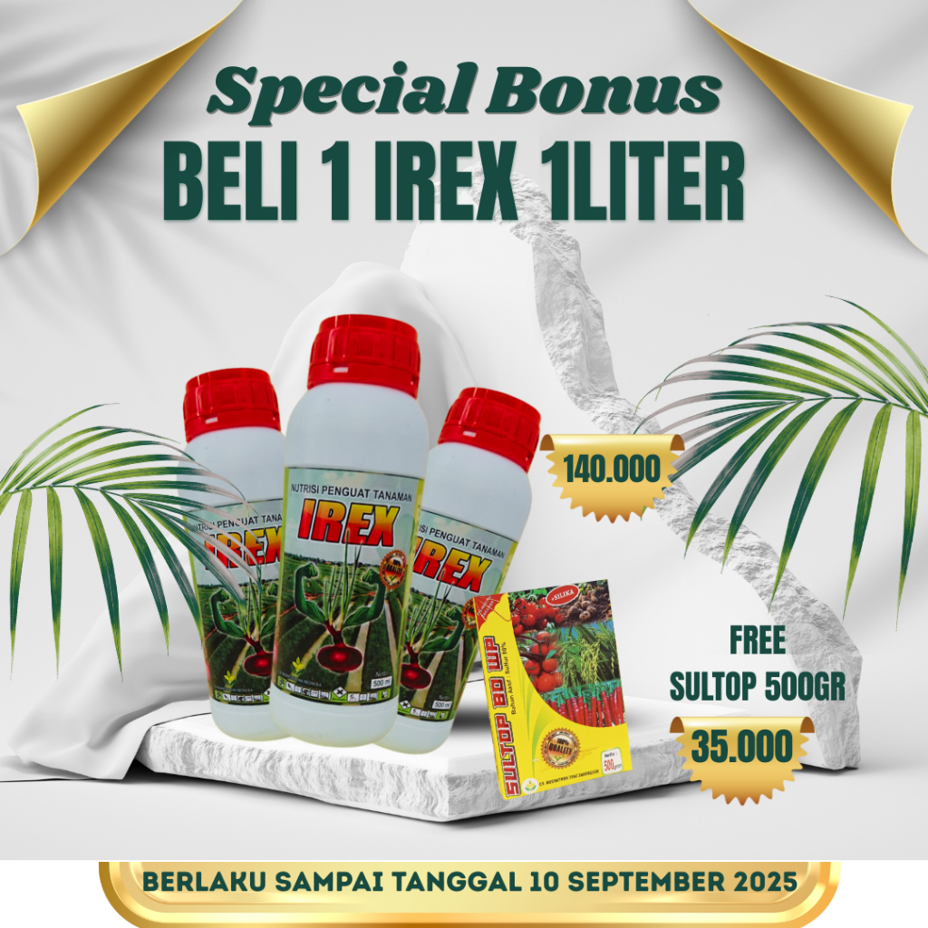 Pupuk Irex 1liter + Sultop 500gr Spesial Bonus Pupuk Silika Murni Penguat Batang & Daun Tanaman Padi