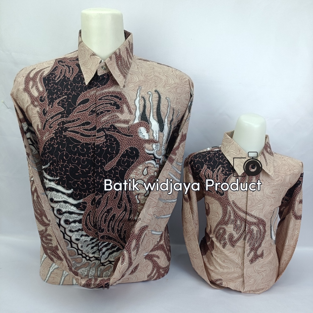 batik couple ayah anak warna moca /BATIK MOCA CREAM COUPLE AYAH DAN ANAK PREMIUM