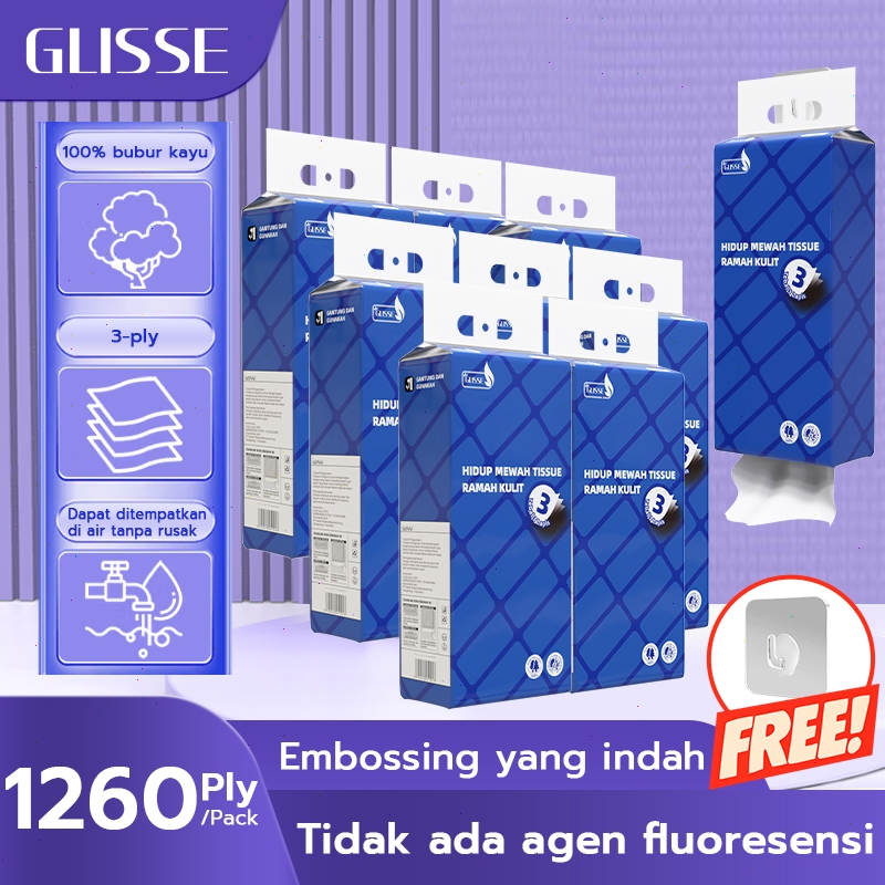 [Free Hook] Glisse Promo Tisu 1.260 Lembar Tissue Gantung Serbaguna Tisu Toilet Tisu Dapur Tisu Mura