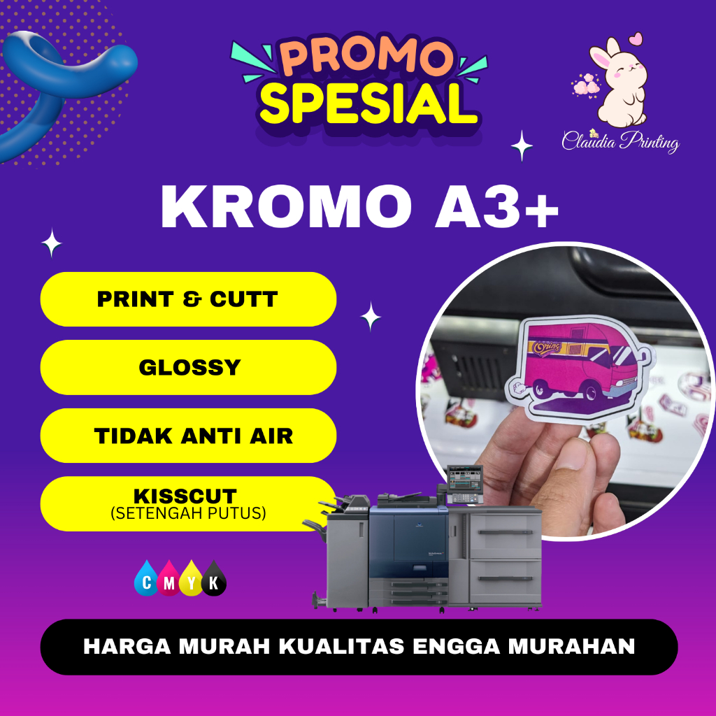 

Print & Cut Sticker Chromo A3+, Cetak Stiker Kromo Murah Tangerang
