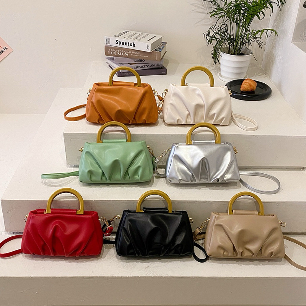 Tas Wanita Kekinian Handle Bulat Mini Sling Bag Pesta Casual Elegan