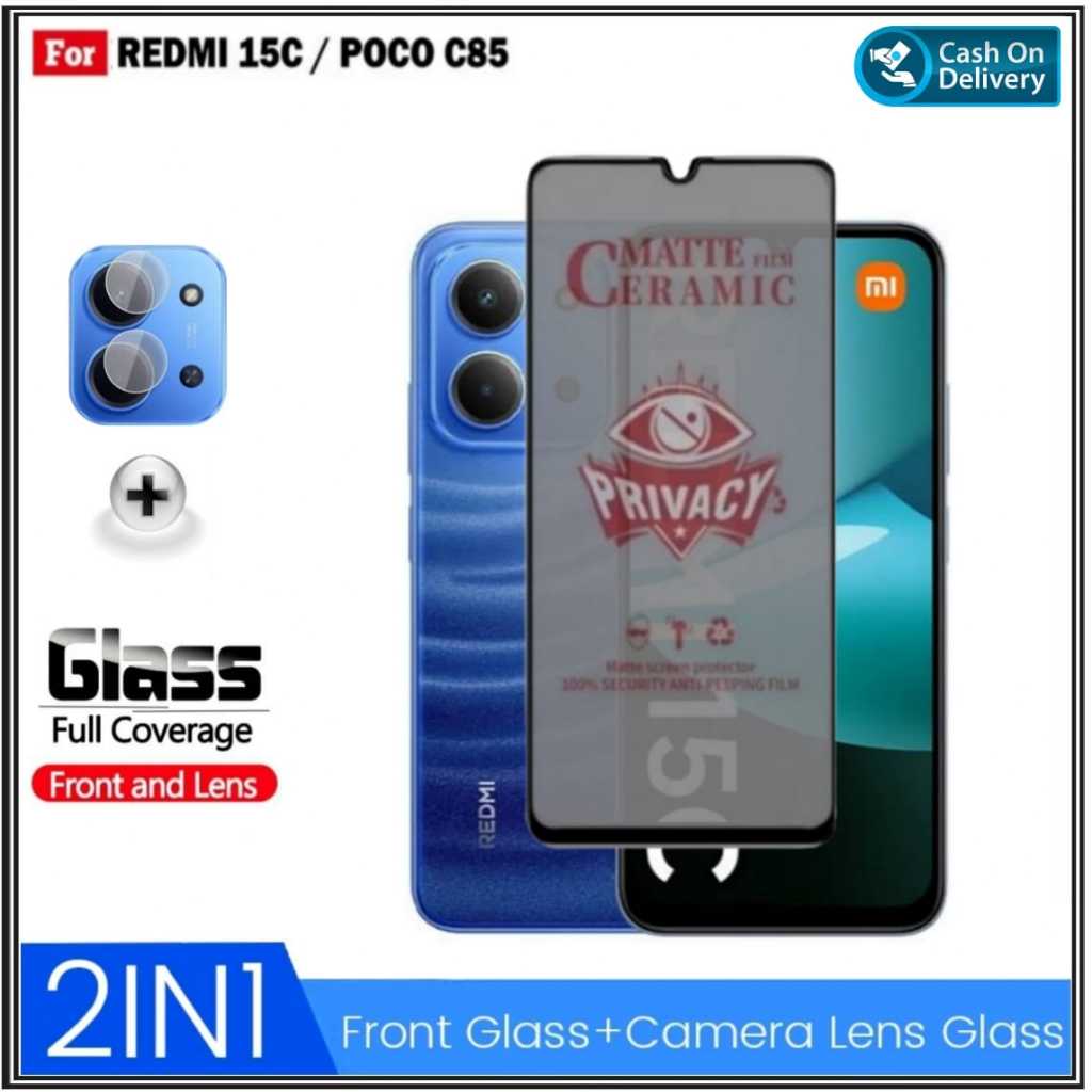 Paket 2in1 Tempered Ceramic Redmi 15C 4G 13X 4G 12 4G Anti Ceramic Matte Privacy Spy Free Camera