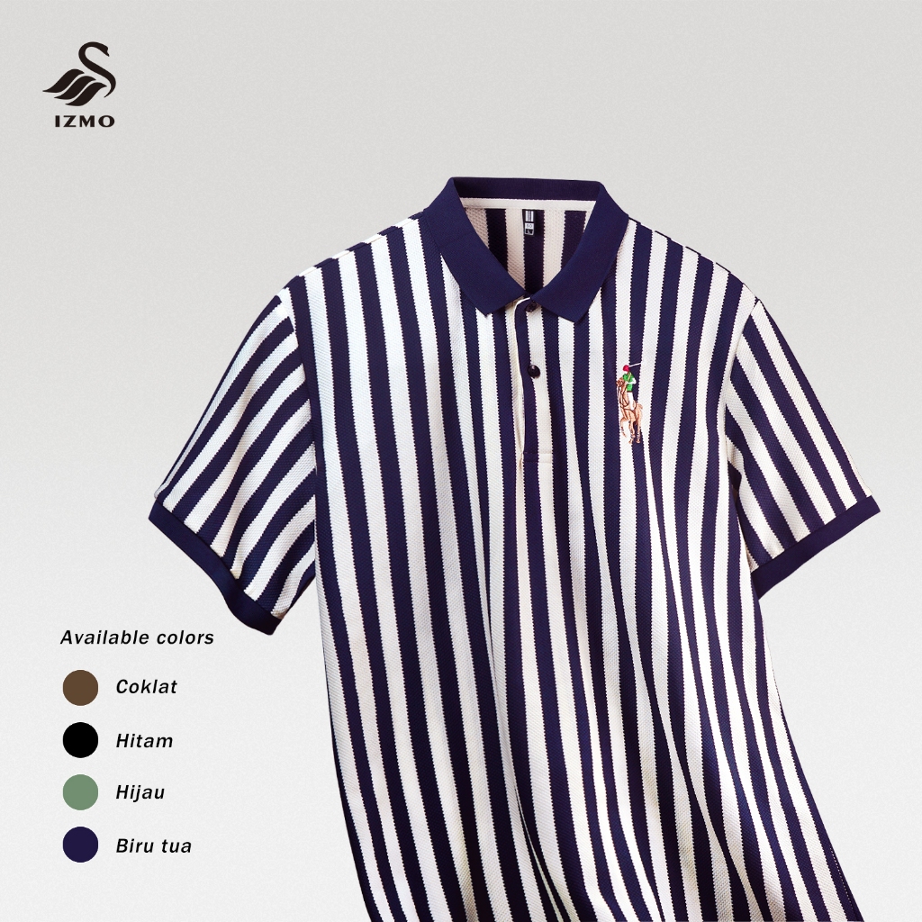 IZMO Baru Kaos Polo Pria Premium Garis Vertikal