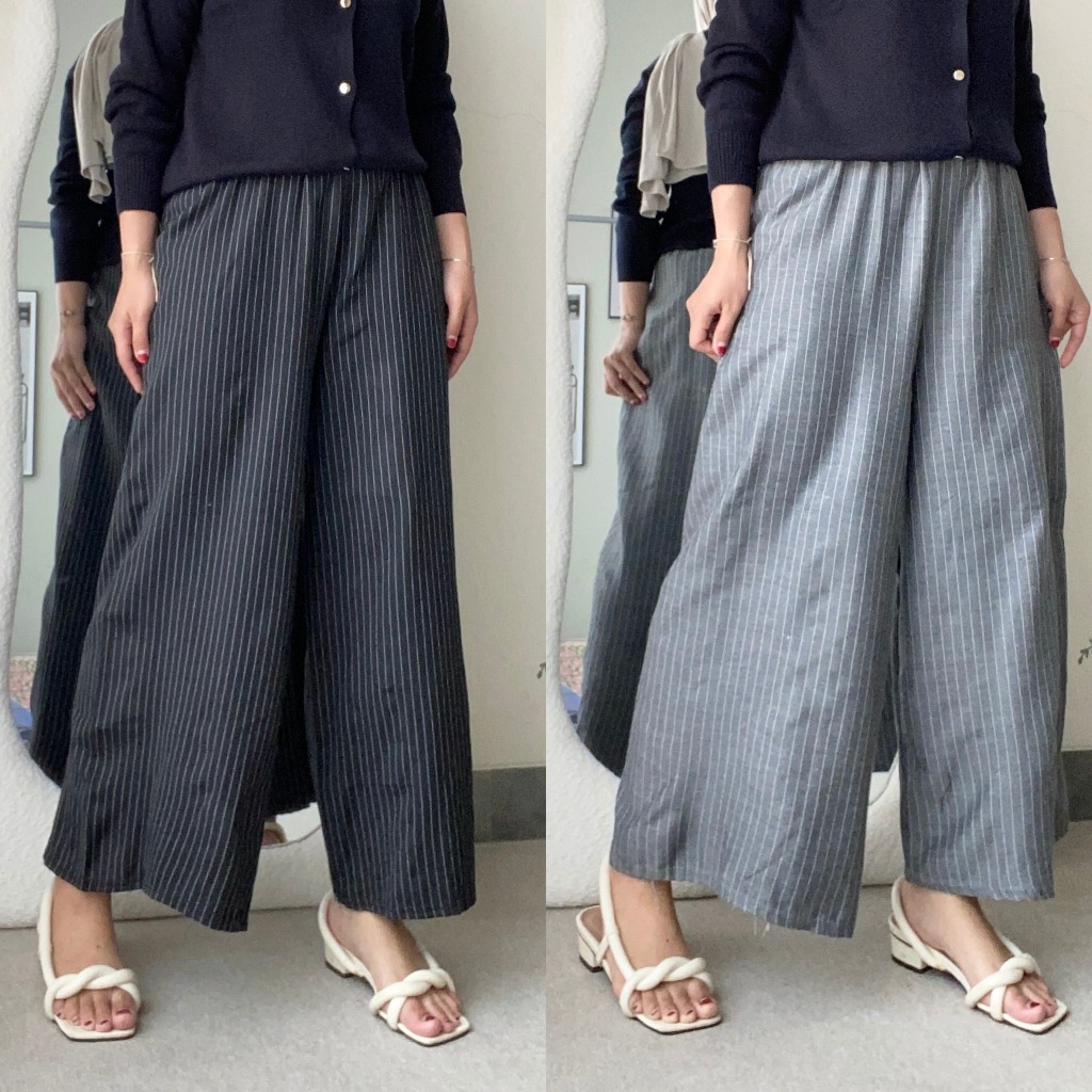 Kulot Stripe Hightwaist Semi Wool - Kulot Semi Wool Stripe Salur