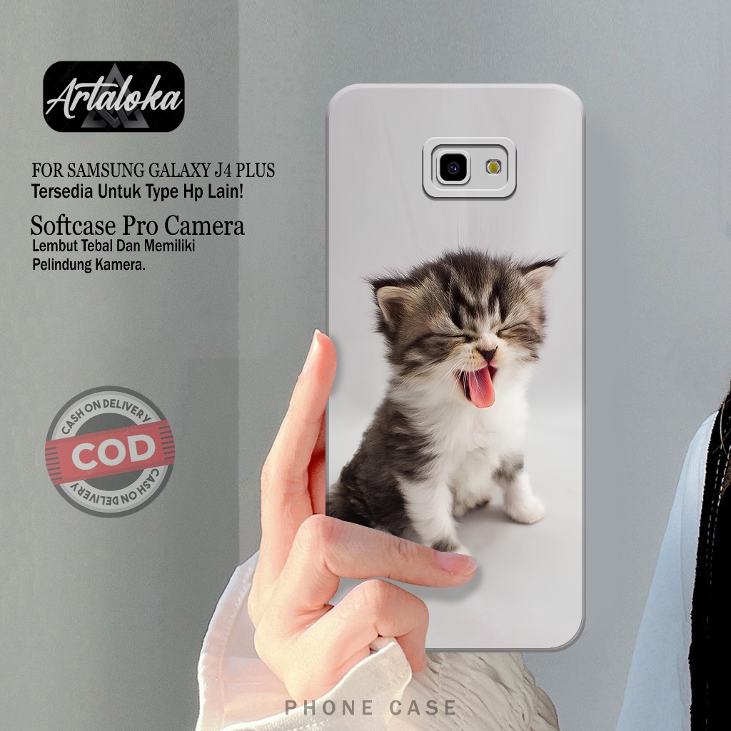 Softcase Hp Samsung Galaxy J4 Plus Fashion Case Kucing Case Samsung Galaxy J4 Plus Silikon TPU Pro C