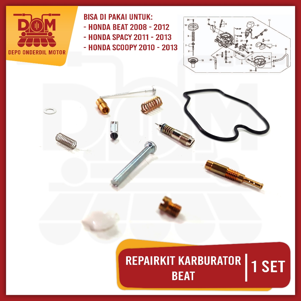 Repairkit Karburator Beat (KAWA) Repair Kit Parkit Spuyer Karbu Assy Honda Beat Karbu Scoopy Old