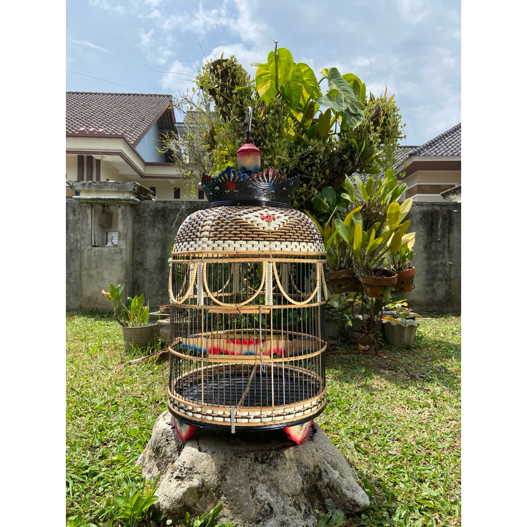 SANGKAR PERKUTUT BESAR HANDMADE ROTAN DAN BAMBU SUPER | KANDANG PERKUTUT