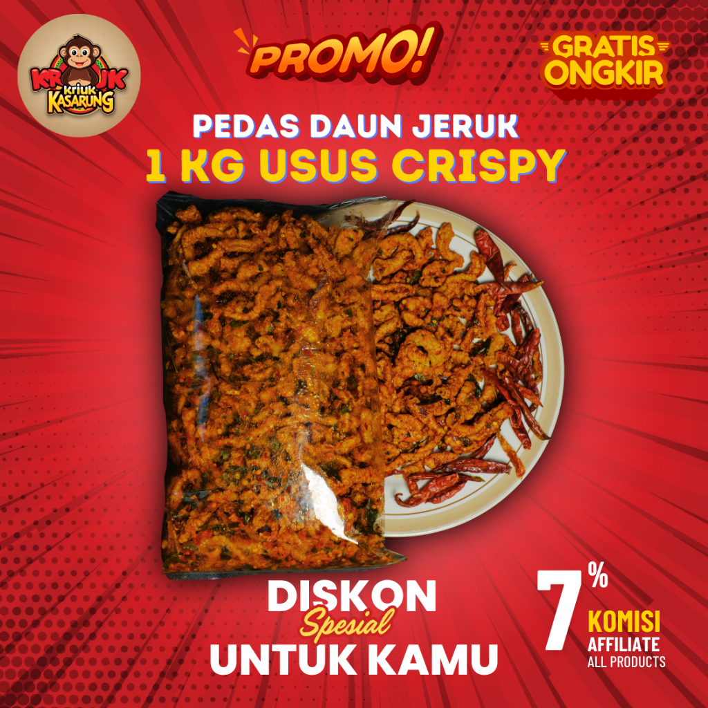 

USUS CRISPY Pedas Daun Jeruk 1 Kg | Cemilan Ringan Khas Bandung