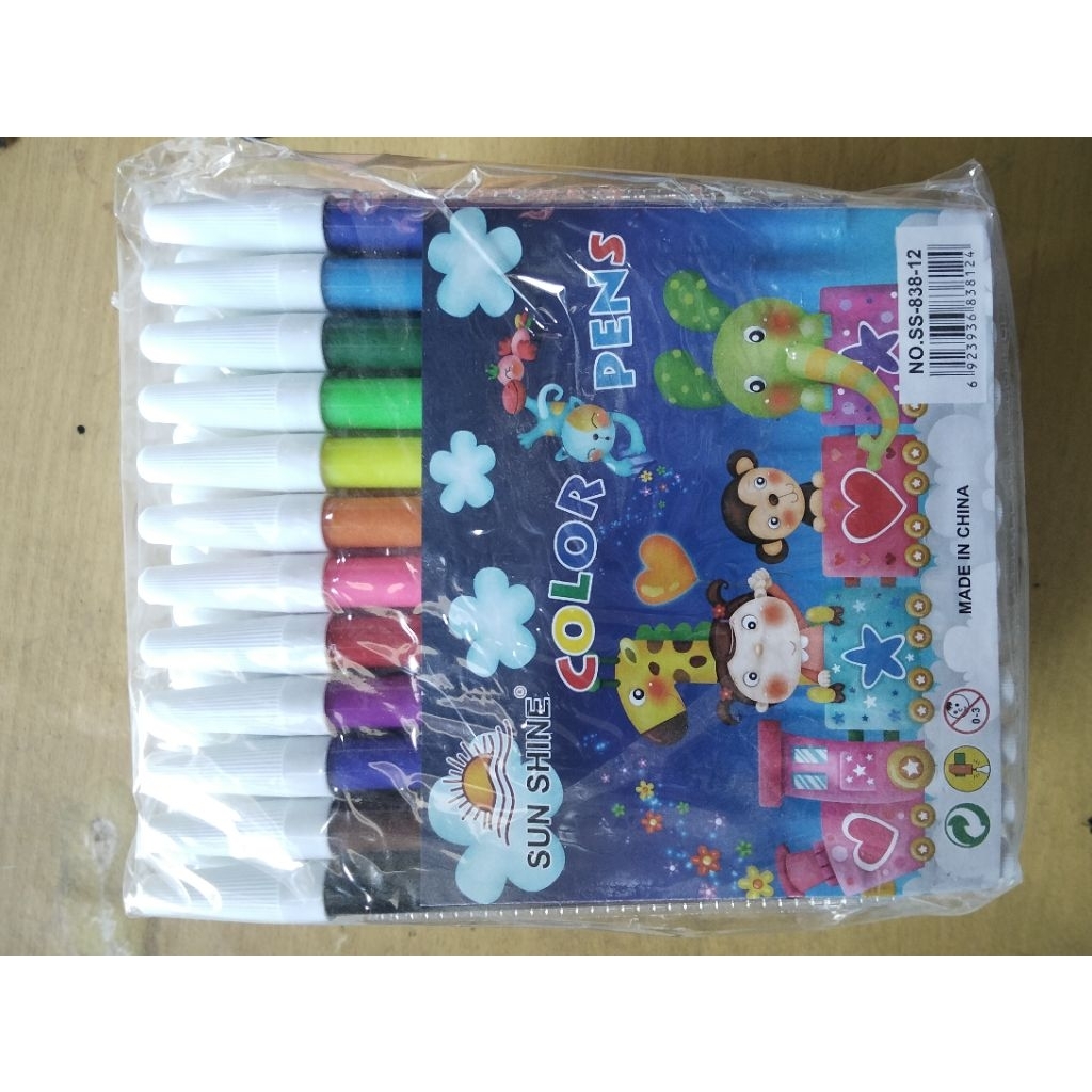 

spidol 12 warna isi 12 lusin merk sun shine