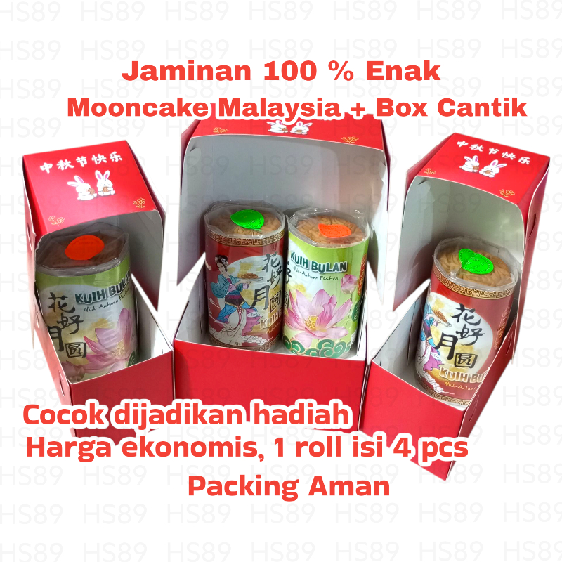 

MOONCAKE MALAYSIA + BOX CANTIK - KUE BULAN MALAYSIA - Mooncake Kue Bulan Halal 4 Pcs Vegetarian Non-Vegetarian