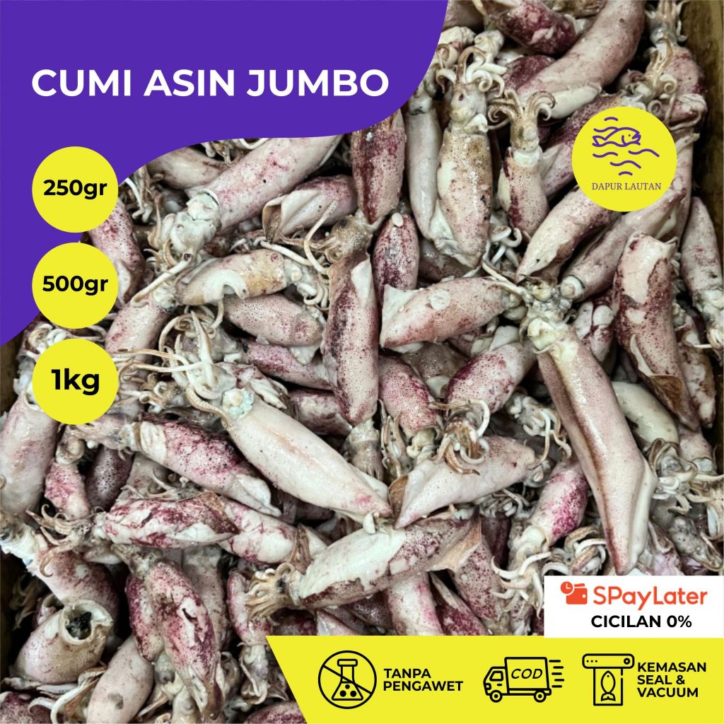 

Cumi Asin Ukuran Jumbo Berat 250 gram, 500 gram, & 1 kg
