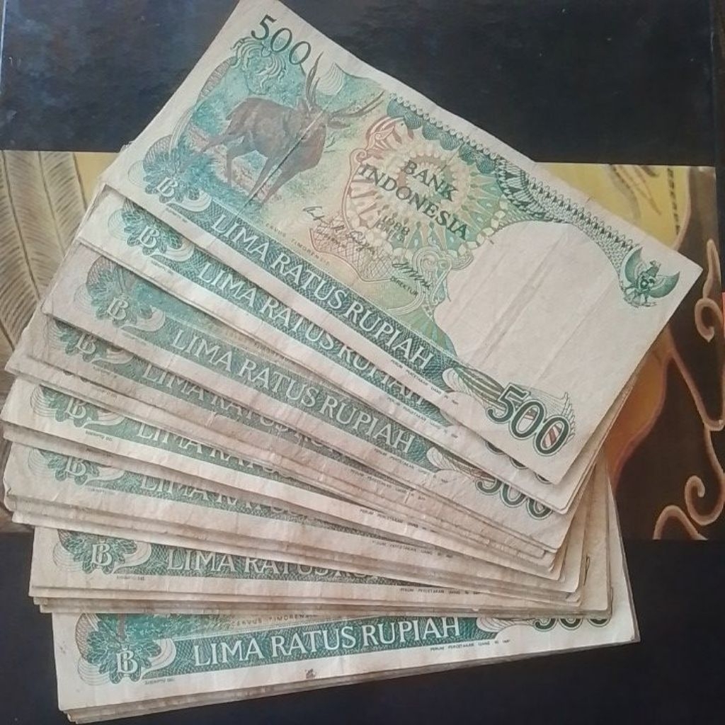 UANG KUNO 500 RUPIAH KIJANG TAHUN 1988 BEKAS PAKAI