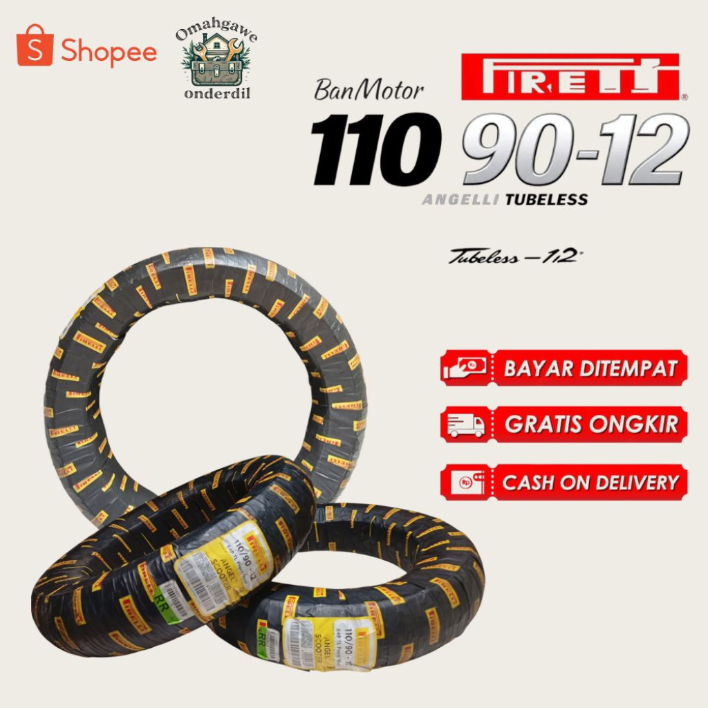 Ban Motor Pirelli Angel Scooter 110 90 - 12 Tubeless Depan Belakang Matic