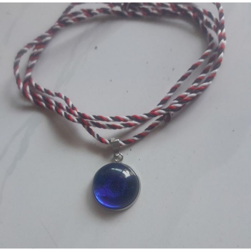 Kalung Tridatu Liontin Bulat Batu Royal Blue King Safir