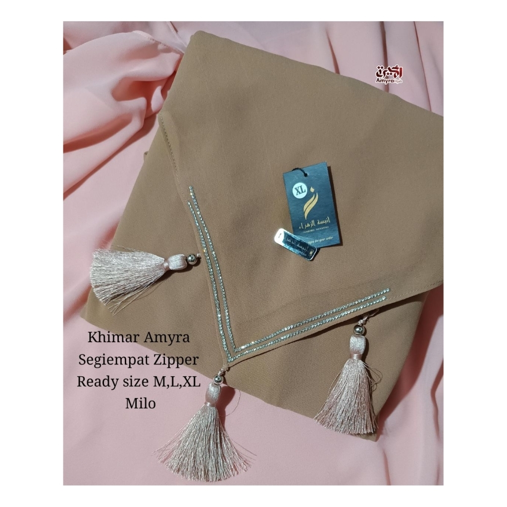 KHIMAR KERUDUNG SEGI EMPAT INSTAN ZIPPER CERRUTY BABYDOLL  PREMIUM SET CADAR