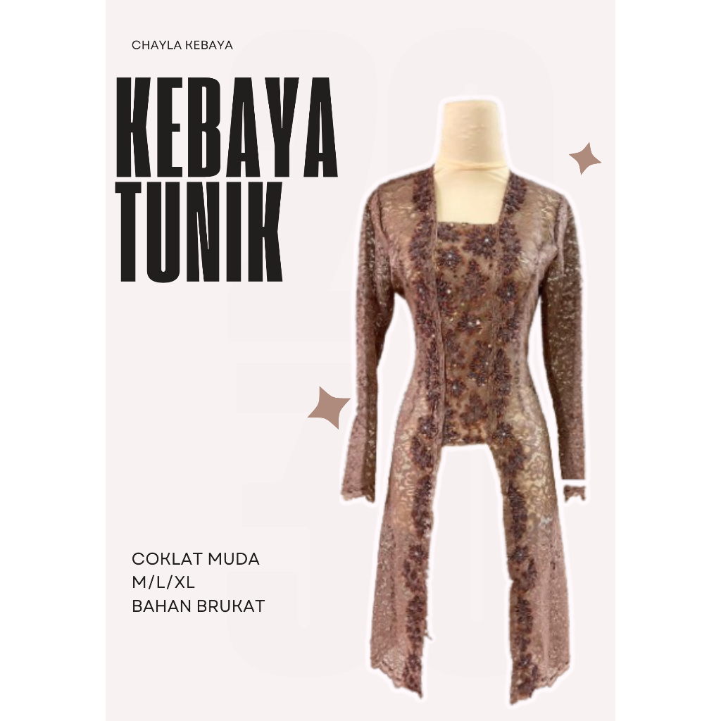 Kebaya Wisuda Premium Full Payet Model Tunik Bahan Brukat
