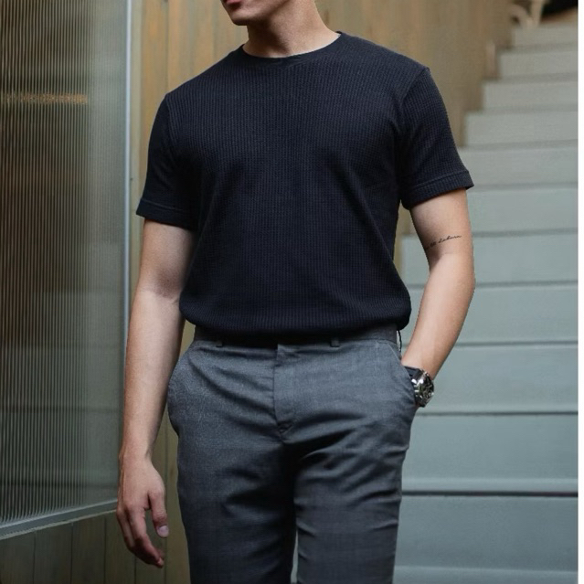 Kaos Waffle Pria Premium | Kaos Katun Waffle Tebal | Kaos Pria Waffle Katun Premium