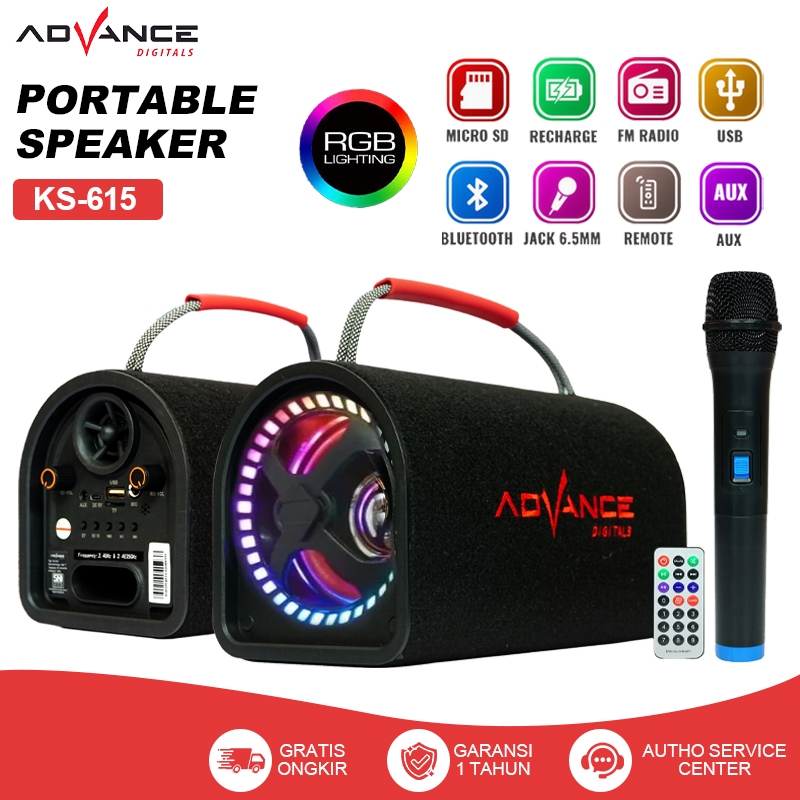 Advance Salon Aktif Bluetooth Full Bass KS-615 Speaker Bluetooth Portable Speaker Subwoofer  Speaker