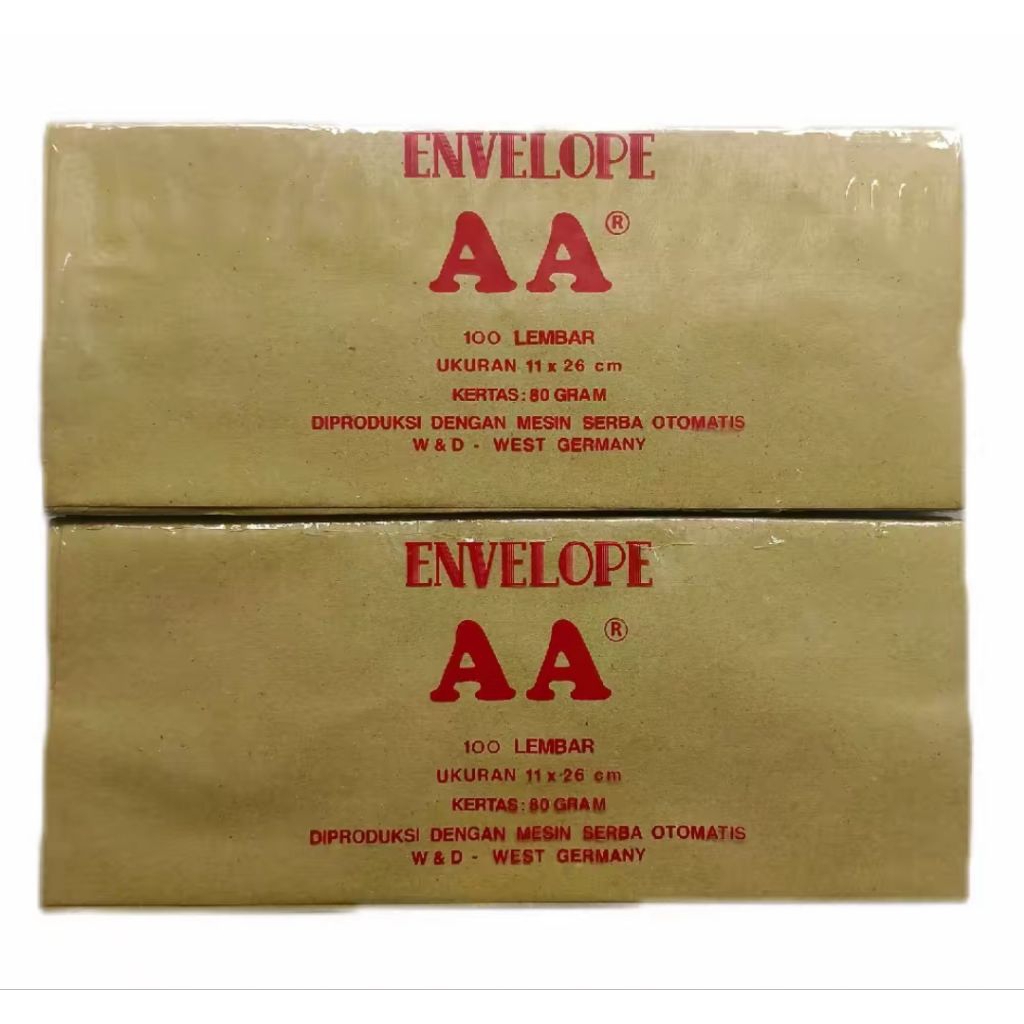 

Amplop Coklat AA 100 Lembar ukuran Dinas / Kwarto / Folio / Map - Tanpa Perekat