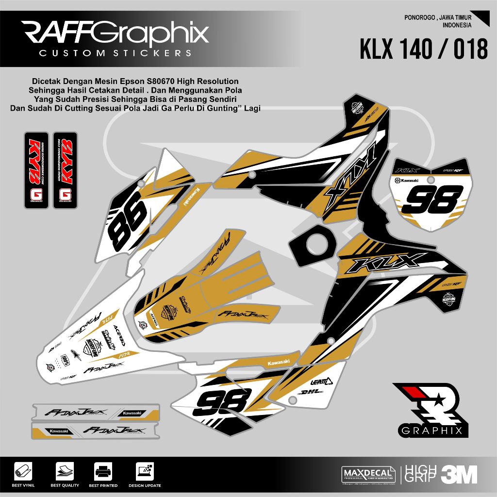 DECAL KLX 140 SUPER GLOSSY KODE 018 - DECAL STICKER KLX - STICKER KLX MURAH - DECAL KLX MURAH