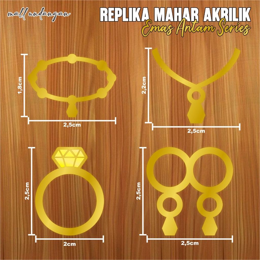 REPLIKA PERHIASAN AKSESORIS MAHAR 1 SET - REPRIKA EMAS GELANG KALUNG - REPLIKA MAHAR AKRILIK