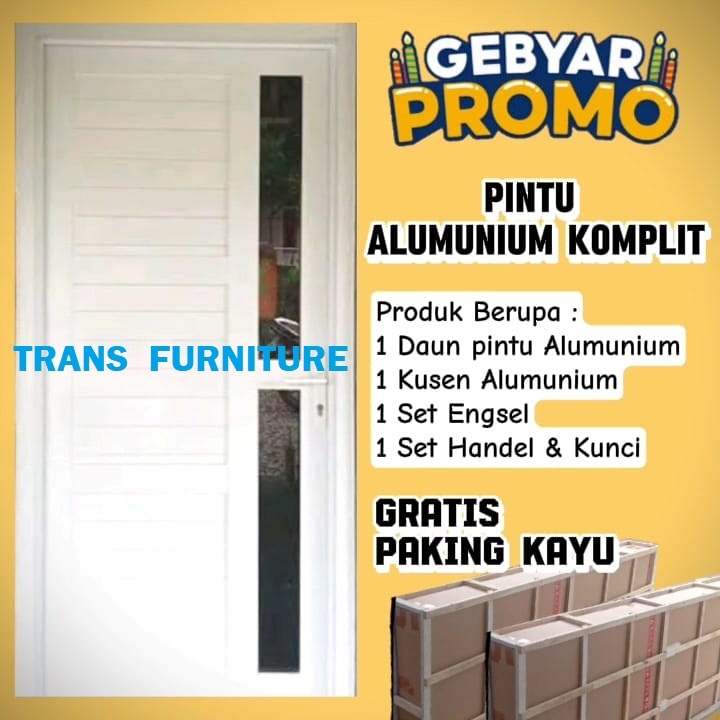 PINTU ALUMINIUM + KUSEN + ENGSEL + KUNCI   GRATIS PACKING KAYU