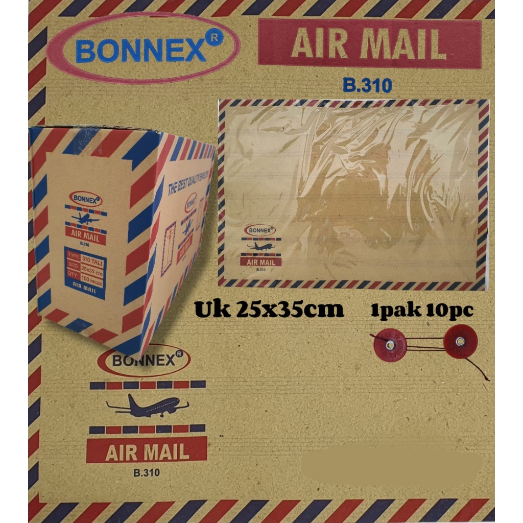 

Amplop AIRMAIL Coklat + TALI - isi 10 Lembar Ukuran FOLIO